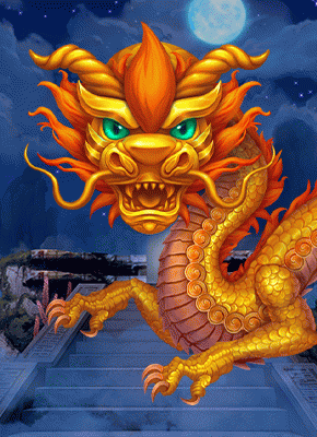 Golden Dragon slot game interface at Kinghills Casino showcasing Asian-themed graphics and bet options